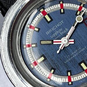 Brichot Diver Watch Vintage Rare Blue Dial Running
